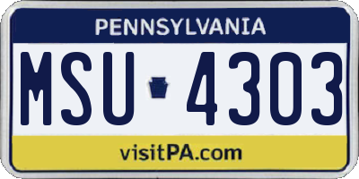 PA license plate MSU4303