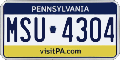 PA license plate MSU4304