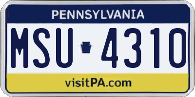 PA license plate MSU4310
