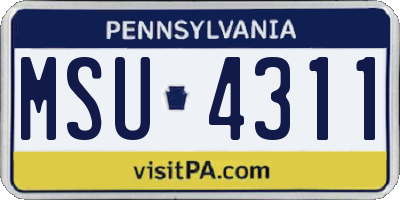 PA license plate MSU4311