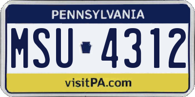 PA license plate MSU4312