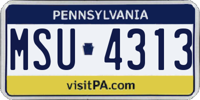 PA license plate MSU4313