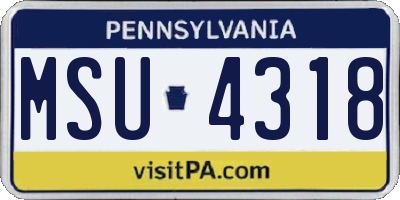 PA license plate MSU4318