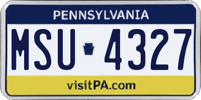 PA license plate MSU4327