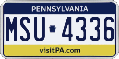 PA license plate MSU4336