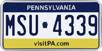 PA license plate MSU4339