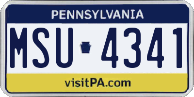 PA license plate MSU4341