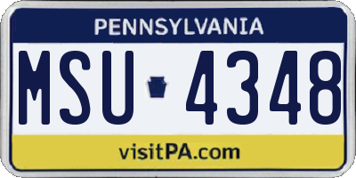 PA license plate MSU4348