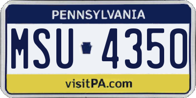 PA license plate MSU4350