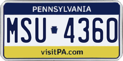 PA license plate MSU4360