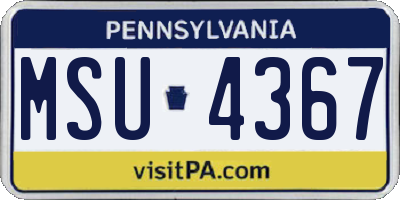 PA license plate MSU4367