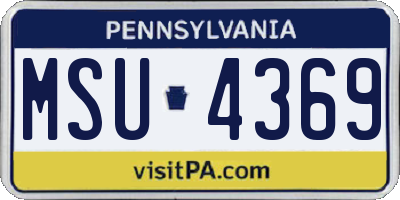 PA license plate MSU4369