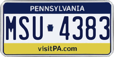 PA license plate MSU4383