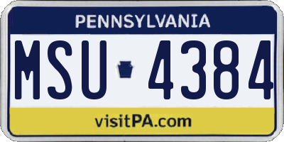 PA license plate MSU4384