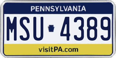 PA license plate MSU4389