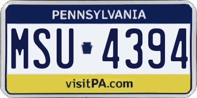 PA license plate MSU4394