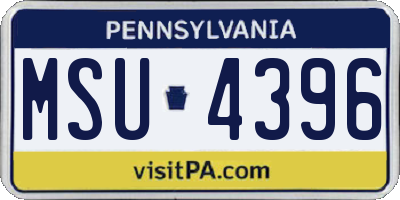 PA license plate MSU4396