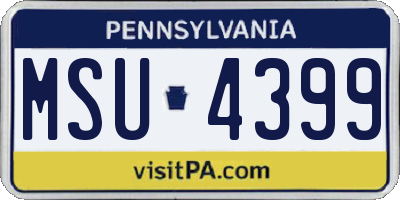 PA license plate MSU4399