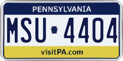 PA license plate MSU4404