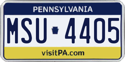 PA license plate MSU4405