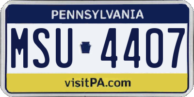 PA license plate MSU4407