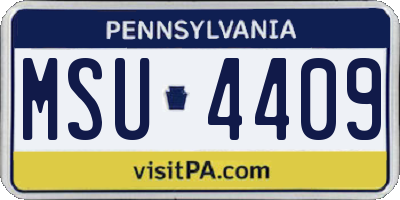 PA license plate MSU4409