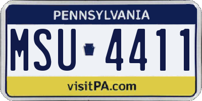 PA license plate MSU4411