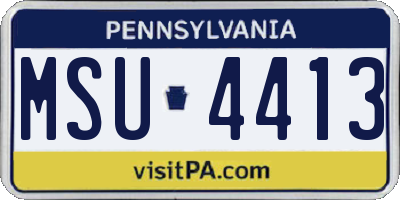 PA license plate MSU4413