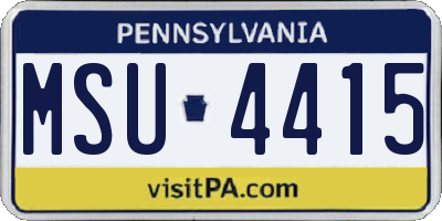 PA license plate MSU4415