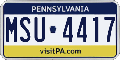 PA license plate MSU4417