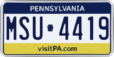 PA license plate MSU4419