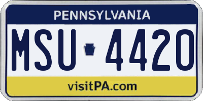 PA license plate MSU4420