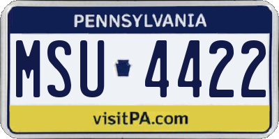 PA license plate MSU4422
