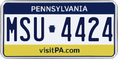 PA license plate MSU4424