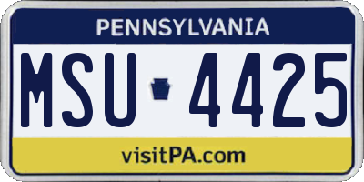 PA license plate MSU4425