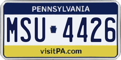 PA license plate MSU4426