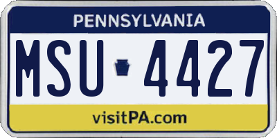 PA license plate MSU4427