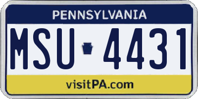 PA license plate MSU4431