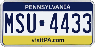 PA license plate MSU4433