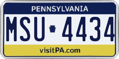 PA license plate MSU4434