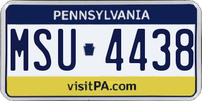 PA license plate MSU4438