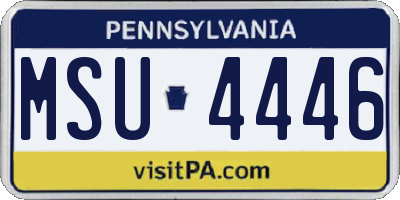 PA license plate MSU4446