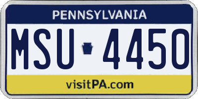 PA license plate MSU4450