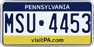 PA license plate MSU4453