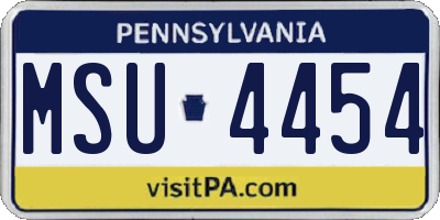 PA license plate MSU4454