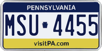 PA license plate MSU4455
