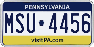 PA license plate MSU4456
