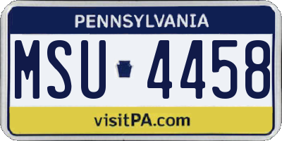 PA license plate MSU4458