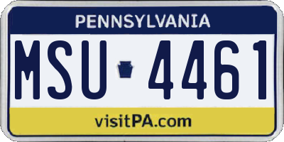 PA license plate MSU4461