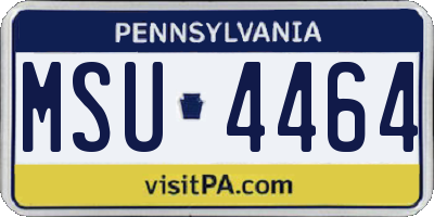 PA license plate MSU4464